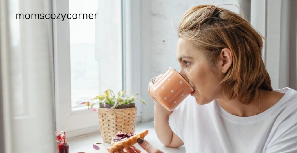 woman enjoying a quiet coffee moment as part of self-connection routine