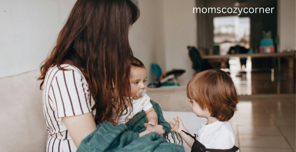 Mom caring for her children while struggling to prioritize herself and practice self-love